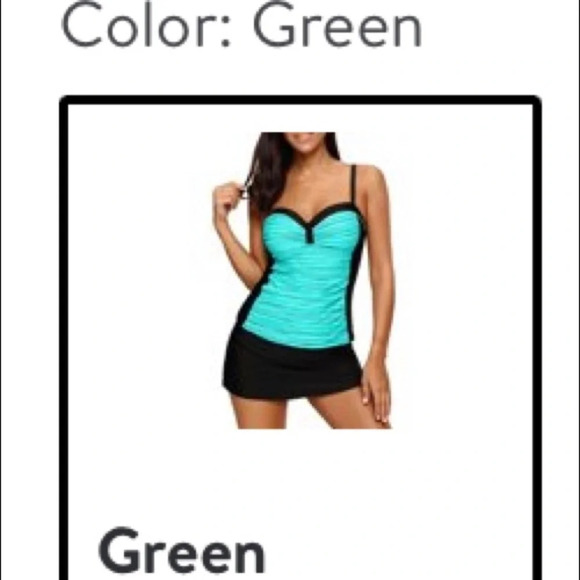 Swim Colorblock Skirted Bottoms Green Swim Skirt Zip Pocket NEW Size 2XL - Picture 10 of 12